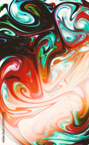 Abstract modern swirl painting, marble texture design. Acrylic, liquid paint. Trendy background. Fluid art © mila_1989