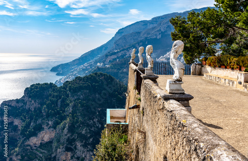 Landscape from infinity terrace, by garden villa Cimbrone, Ravello, Italy