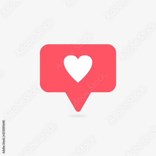 Red heart counter in social media on a gray background. Like button. Vector illustration