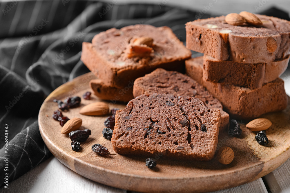 Pieces of tasty chocolate cake on plate, closeup Pieces of tasty chocolate cake on plate, closeup