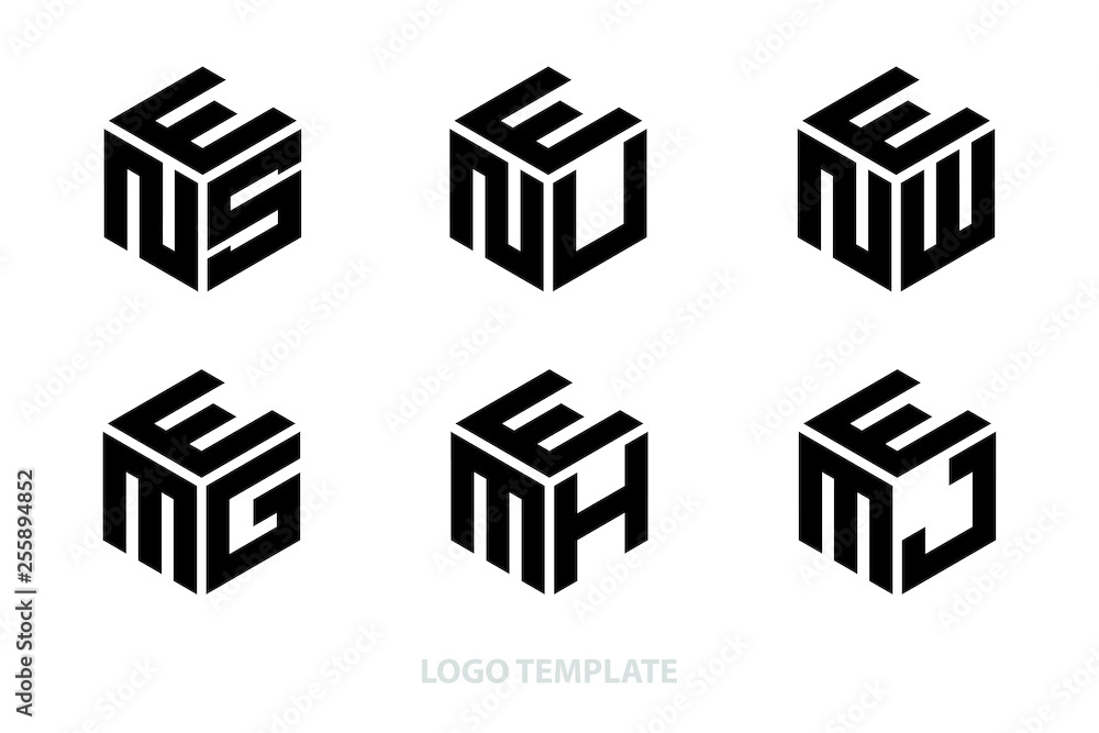 hexagon logo with three alphabet initial. Vector template illustration.icon hexagon logo with three alphabet initial. Vector template illustration.icon