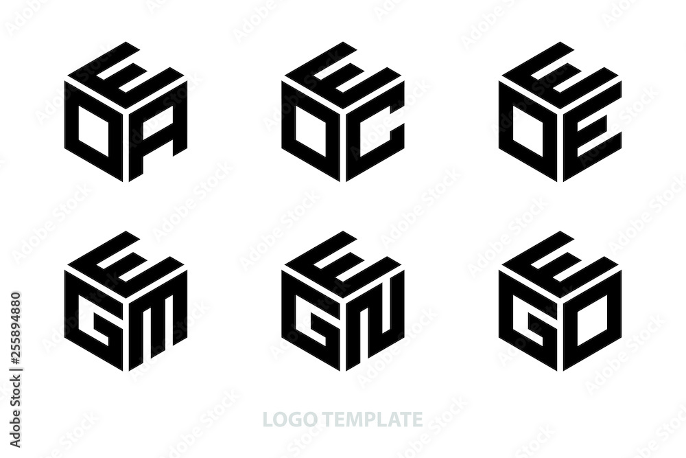 hexagon logo with three alphabet initial. Vector template illustration.icon hexagon logo with three alphabet initial. Vector template illustration.icon