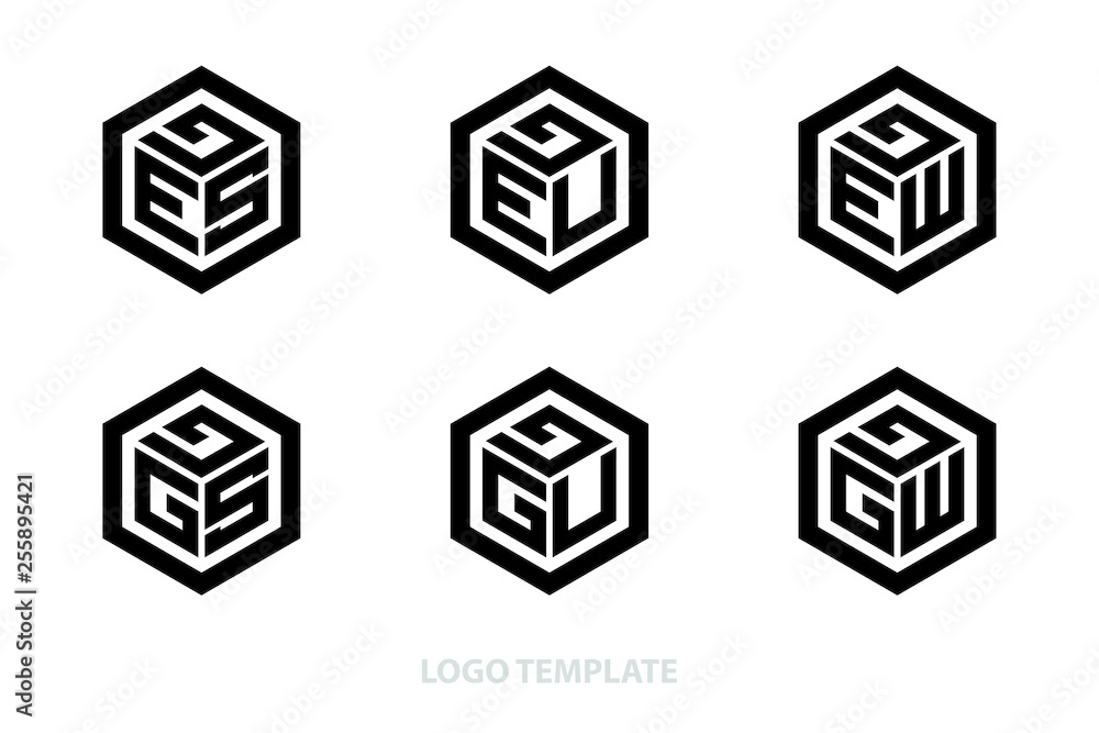 hexagon logo with three alphabet initial. Vector template illustration.icon hexagon logo with three alphabet initial. Vector template illustration.icon