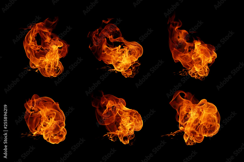 fire flames isolated on black background