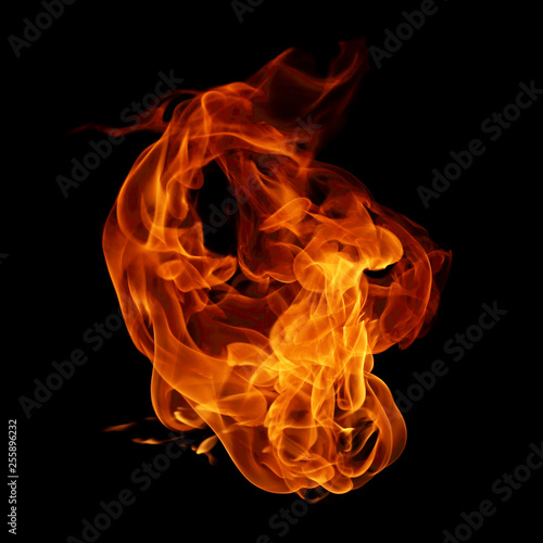 fire flames isolated on black background