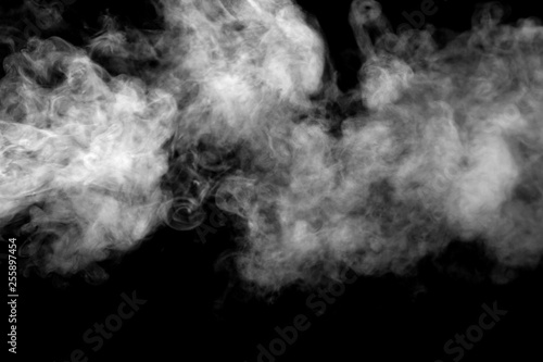 isolated smoke, abstract powder, water spray on black background, Out of focus