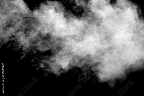 isolated smoke, abstract powder, water spray on black background, Out of focus