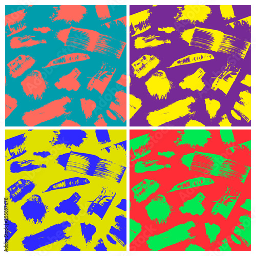 Set of Abstract vector creative seamless pattern with brush strokes. Colorful background for printing brochure, poster, card, print, textile, magazines, sportswear. Vector illustration. © Anatoliy