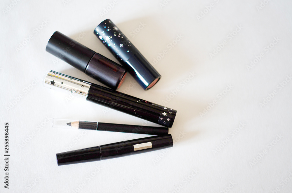 makeup set for face makeup on white background