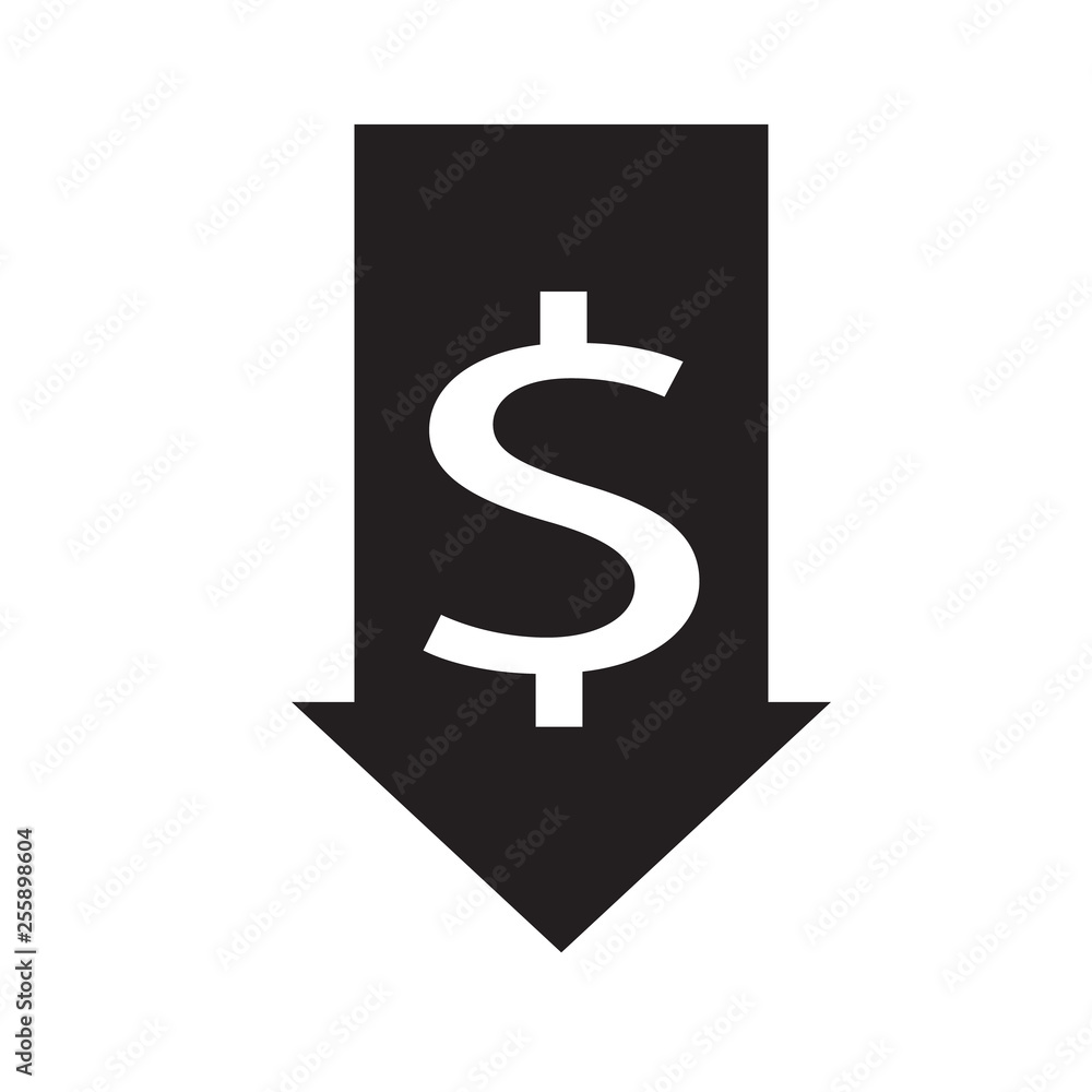decrease icon on white background. flat style. cost reduction icon for your web site design, logo, app, UI. currency receipt symbol. decrease sign. decrease icon on white background. flat style. cost reduction icon for your web site design, logo, app, UI. currency receipt symbol. decrease sign.