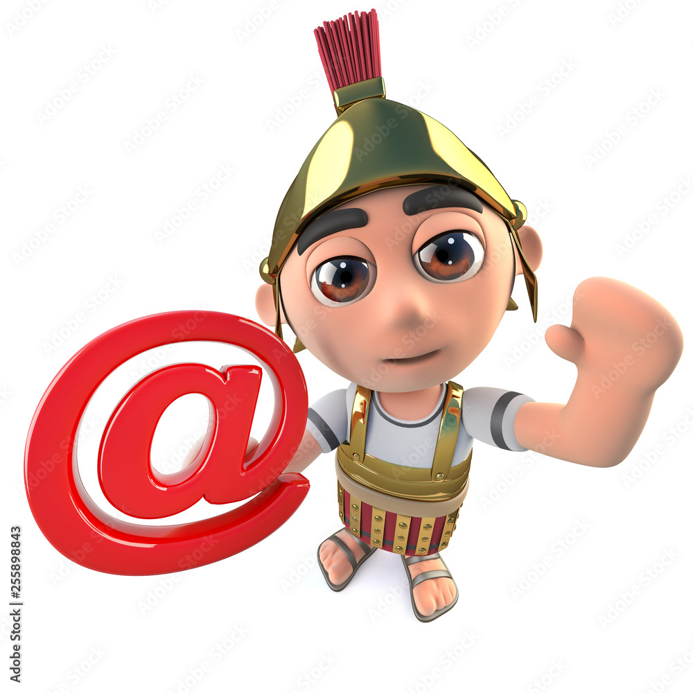 Funny 3d cartoon Roman gladiator centurion character holding email symbol  Stock Illustration | Adobe Stock