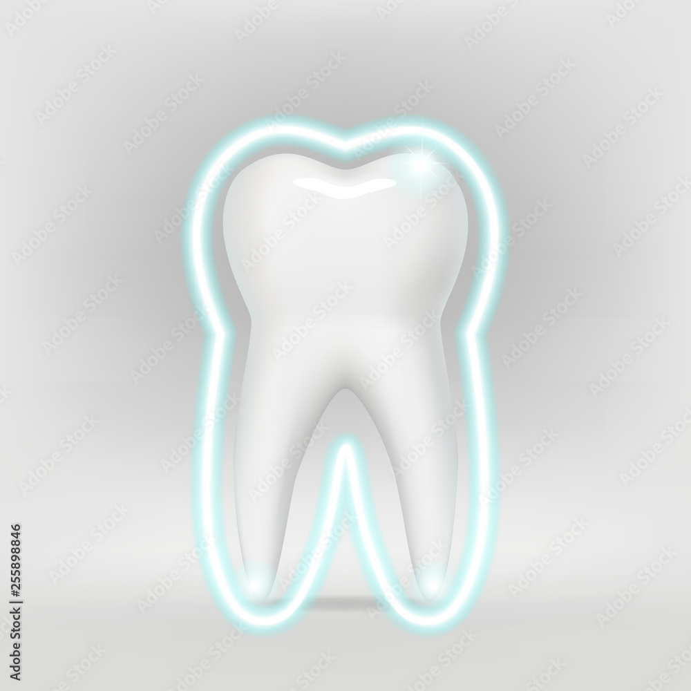 Dental illustration of a tooth, on a gray background. Vector Dental illustration of a tooth, on a gray background. Vector