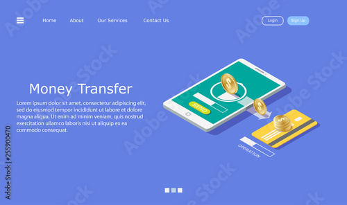 money transfer vector illustration in isometric