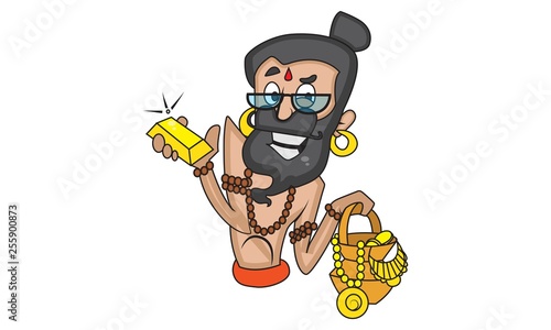 Vector cartoon illustration of cute data baba with gold accessories.  Isolated on white background. Stock Vector | Adobe Stock