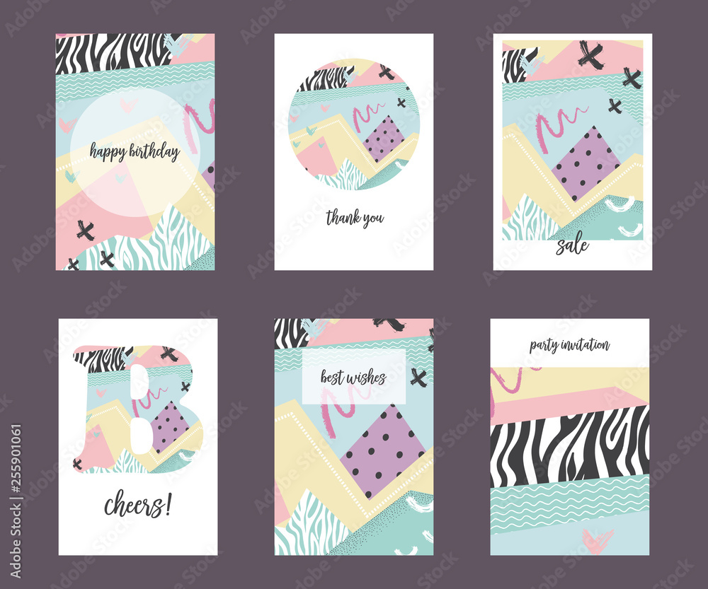 custom made wallpaper toronto digitalSet of colorful hand drawn universal cards and posters. Great texture design for birthday, wedding, date, sale, anniversary invitations, cards, posters, flyers, banners with a place for your text.
