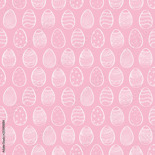 Seamless background for happy Easter. Decorative easter eggs with pattern. Vector.