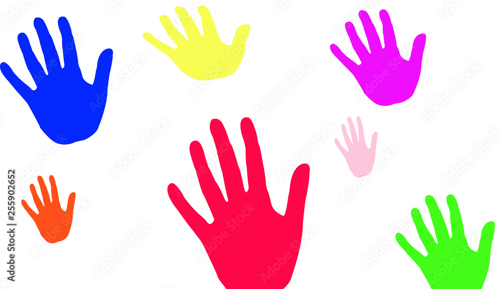 colorful hands isolated on white background colorful hands isolated on white background