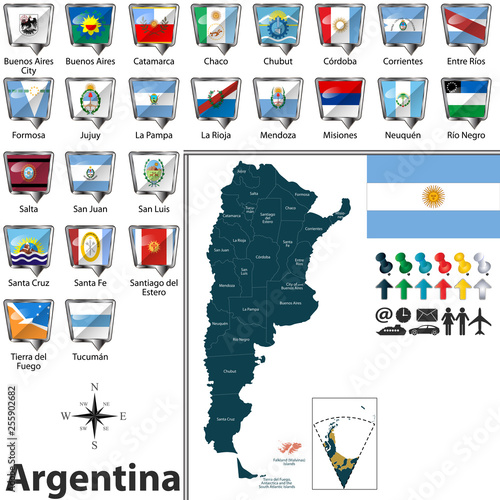 Map of Argentina with flags