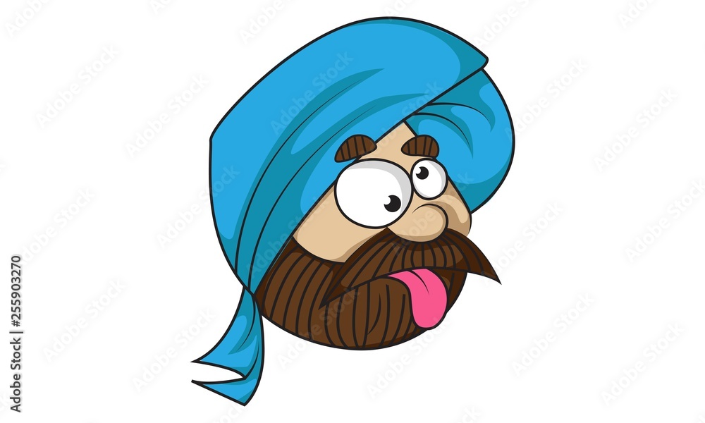 Vector cartoon illustration of cute sardar ji confused. Isolated on white  background. Stock Vector | Adobe Stock