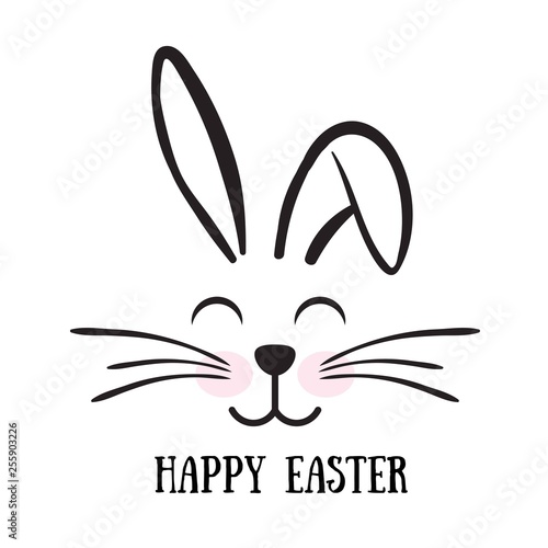 Vector cute bunny face design.Happy Easter.Print for t shirt, banner, greeting card