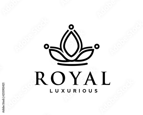 Drawing line art crown logo design inspiration
