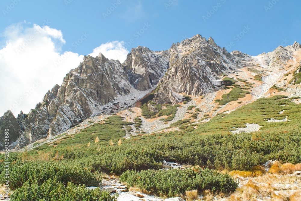 Rocky hill in High Tatras during spring - Slovakia.