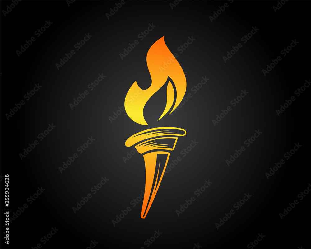 fire up torch on dark background logo design inspiration fire up torch on dark background logo design inspiration