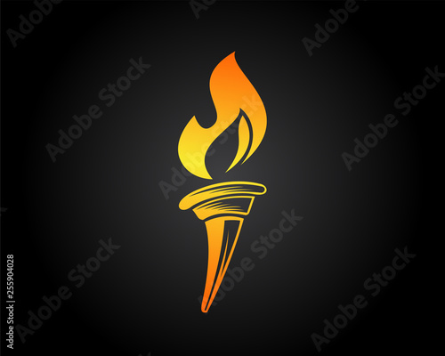 fire up torch on dark background logo design inspiration