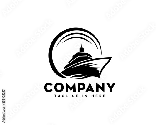 Modern ship marine travel logo design inspiration