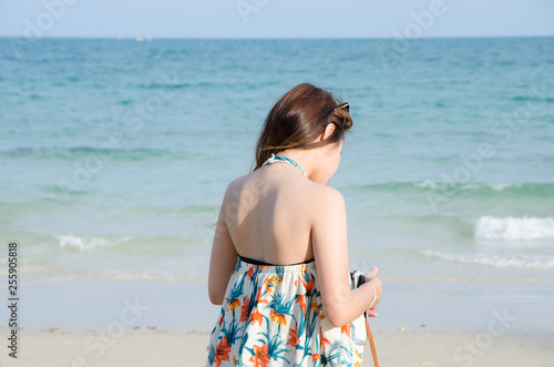 asian women portrait on beach