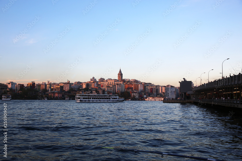 Obraz premium Panoramic Istanbul View of a Historic City Skyline by the Water