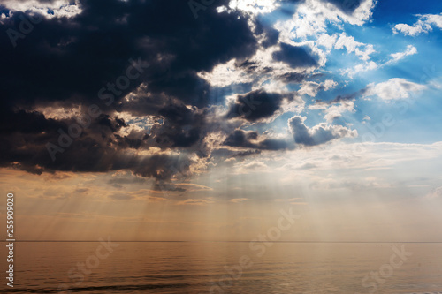 Hot summer evening by gulf of Riga  Baltic sea.