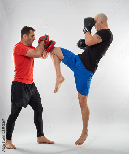 Kickbox fighter and coach training
