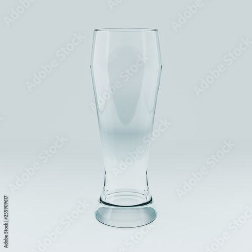 Realistic Template of an Empty Transparent Glass. 3D Illustration.