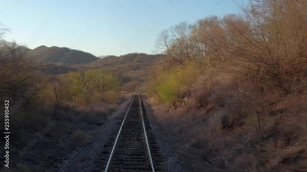 POV of the Cheep train passing through arid scenery POV of the Cheep train passing through arid scenery