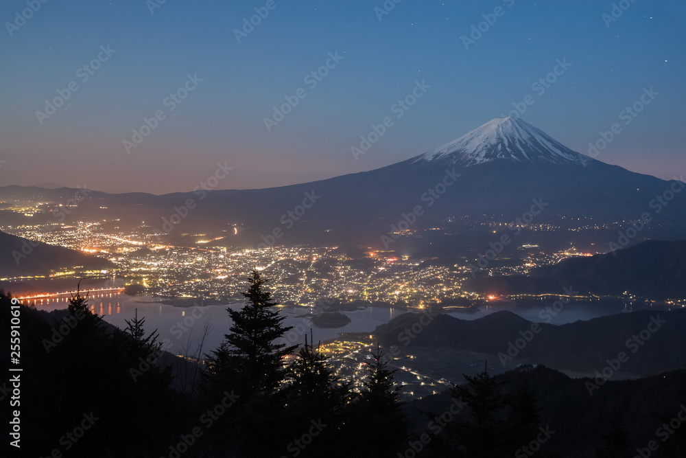 Mountain Fuji and Kawaguchiko lake in early morning seen from Shindo toge view point.