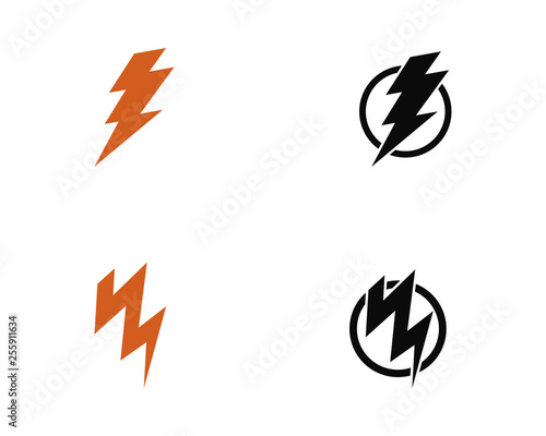 Fototapeta Naklejka Na Ścianę i Meble -  Lightning, electric power vector logo design element. Energy and thunder electricity symbol concept