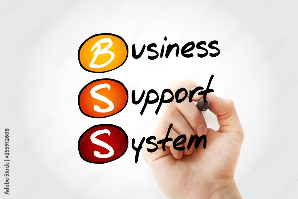 Fototapeta premium BSS - Business Support System, acronym with marker, background concept