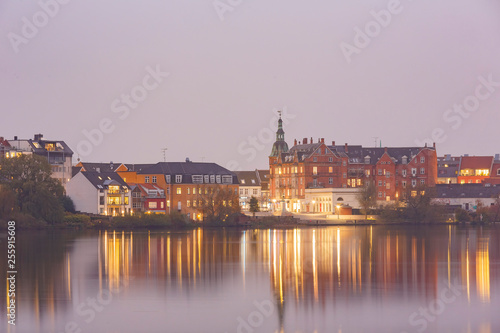 Twilight exterior view of the famous Frederiksborg Castle