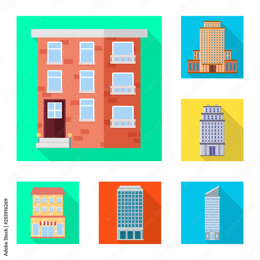 Vector illustration of municipal and center icon. Collection of municipal and estate   vector icon for stock.