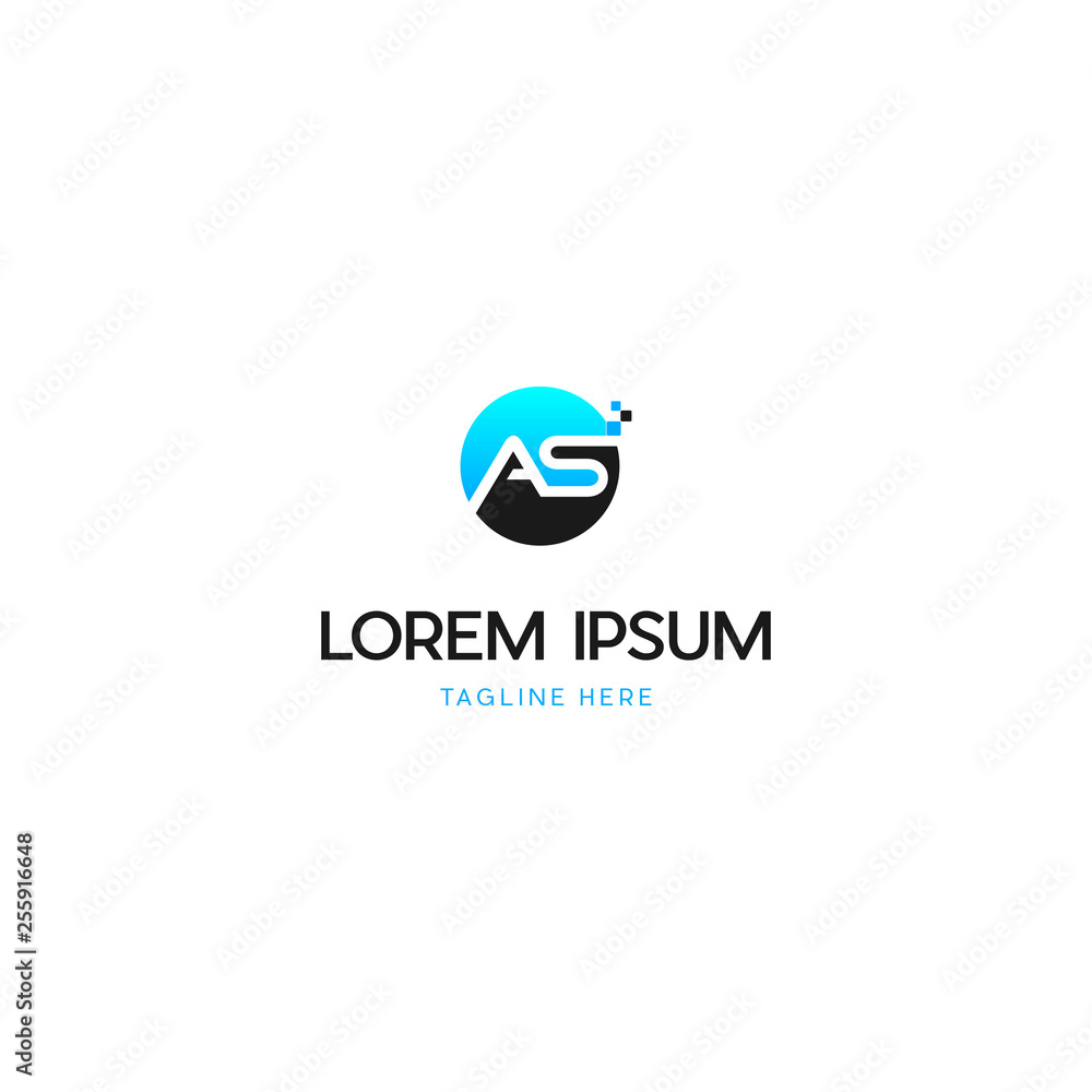 Letter AS Digital  Media Creative Design Logo