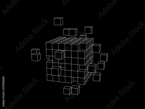 Wireframe cube from small c...