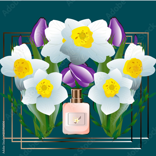 Decorative flower narcissus for bride bouquets, wedding cards, banners, and posters, Also suitable for textile prints.Daffodil flower