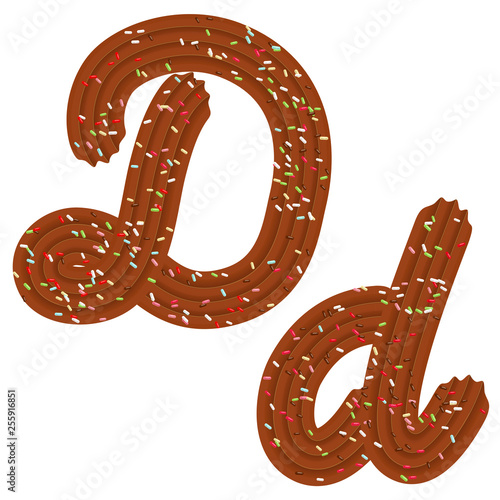 Tempting tipography. Font design. 3D letter D of the Chocolate cream and candy