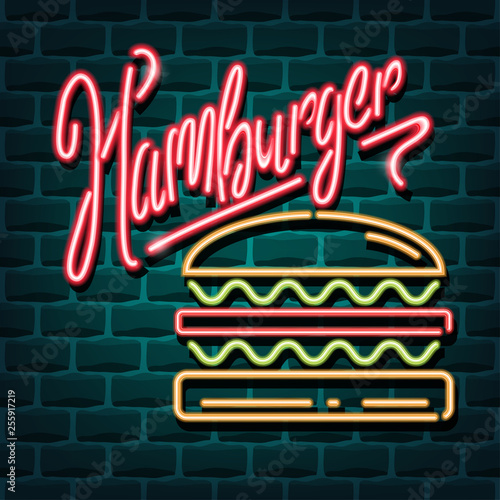 hamburger neon advertising sign