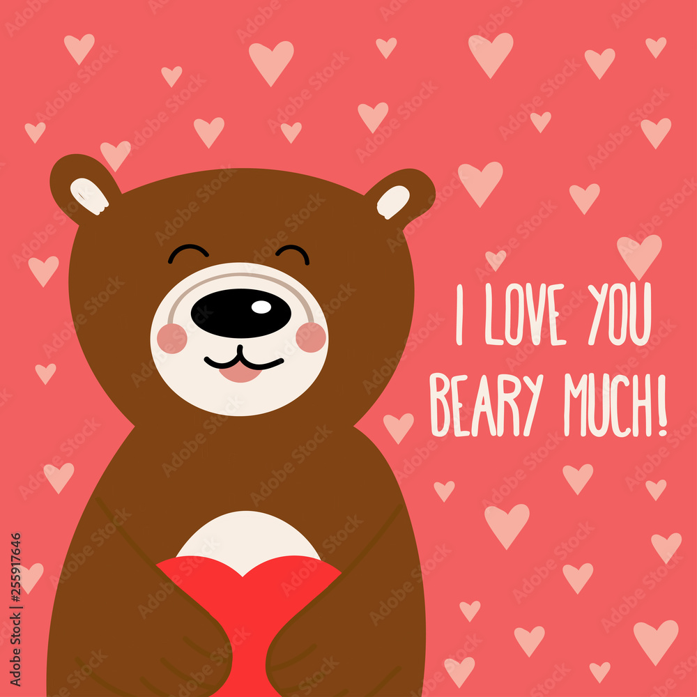 Valentine's day card with bear Valentine's day card with bear