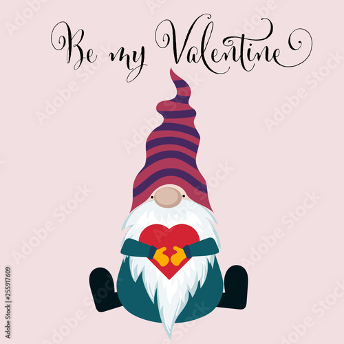 Valentine's day card with gnome