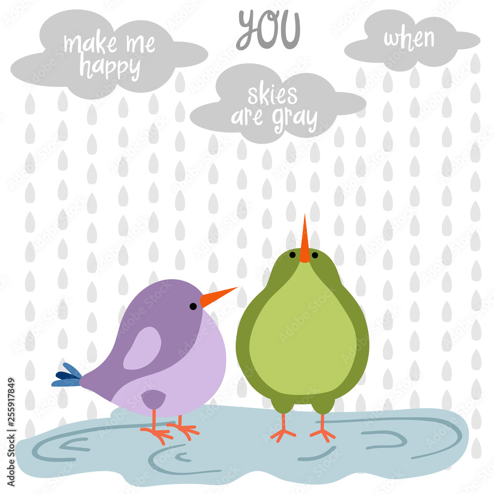 Funny love  card with birds