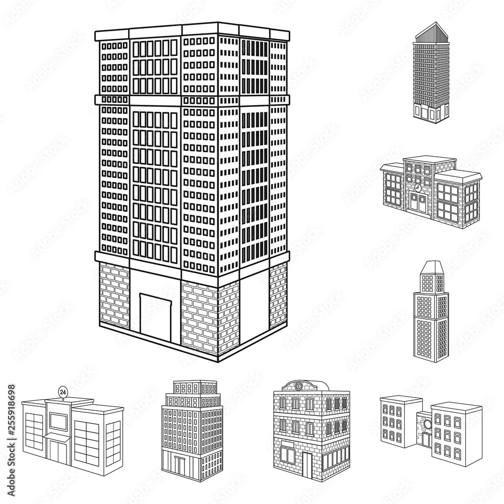Obraz premium Vector illustration of home and apartment symbol. Set of home and modern stock vector illustration.