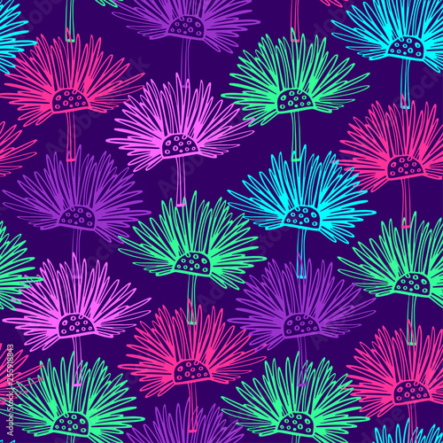 Seamless pattern with onopordum acanthium. Scottish thistle.